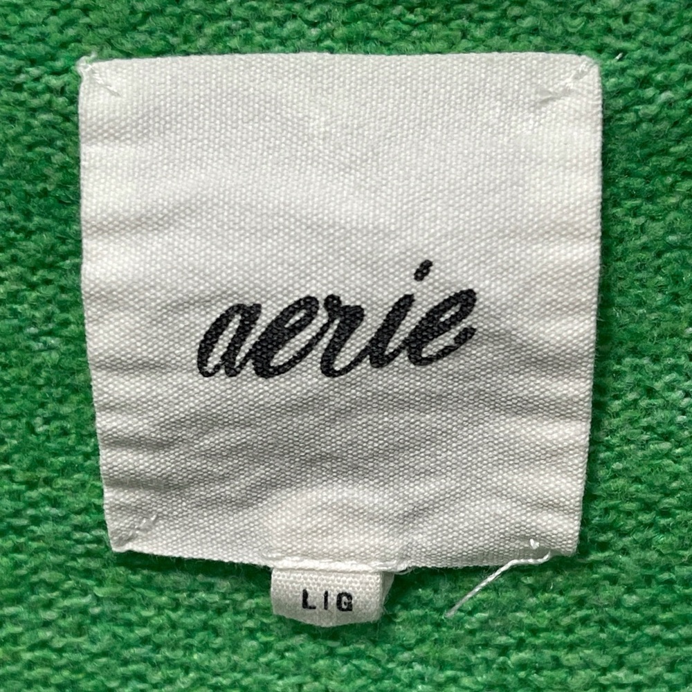 Aerie Women's Bright Green Crewneck Oversized Fit Fuzzy Sweater Cozy Comfy Large - Picture 3 of 4